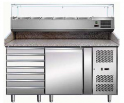Стол для пиццы Koreco SPZ1610TN (+5/+10) гранит.столеш.1дв, 7ящ.